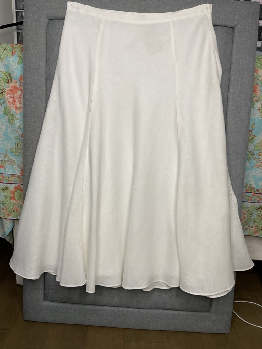 DKNY Linen Skirt White A Line Midi NWT Size 12 Summer Work - Picture 6 of 8